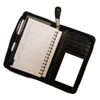 Genuine Leather Personal Organizer Planner With Document Pocket, Card Pocket And Pen Loop